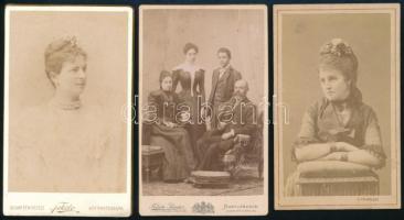 cca 1890, 3 darab vizitkártya nagyváradi műtermekből, Lojanek János, Fekete Sándor, 10,5x6,5 cm