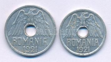 Románia 1921. 25b Al + 50b Al T:XF,VF Románia 1921. 25 Bani Al + 50 Bani Al C:XF,VF