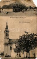 1915 Tósokberénd, Tósok-Berény (Ajka); utcai részlet, római katolikus népiskola és templom. Keresztény fogyasztási szövetkezet kiadása (b)