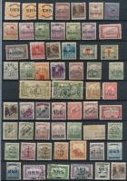 1918-1921 Megszállási és helyi kiadások 73 db bélyeg, közte eltolódott felülnyomások, lemezhibák, képbe fogazások, Bodor vizsgálójellel (62.150)
