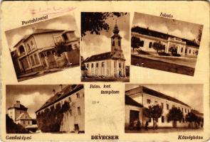 Devecser, Postahivatal, Római katolikus templom, iskola, Gazdaképző, Községháza (fa)