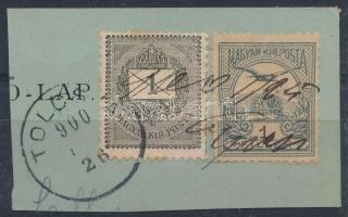 1900 1kr + 1f vegyes bérmentesítés kivágáson