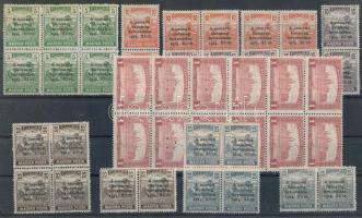 1919 A Nemzeti Hadsereg bevonulása 6 db sor, közte összefüggések + Parlament 1K 12-es tömb, benne 4 érték hármaslyukasztással