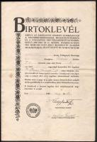 1945 Szentetornya, az Ideiglenes Nemzeti Kormány nagybirtokrendszer megszüntetéséről szóló rendelete alapján kiadott birtoklevél, Nagy Imre földművelésügyi miniszer nyomtatott aláírásával, hajtott, sztl. lev. + Kaszás István: Álmomban az éjjel... /Elszakadtál messze tőlem c. nótáinak kottái, a hátoldalán a szerző dedikációjával, hajtott, 1 sztl. lev.