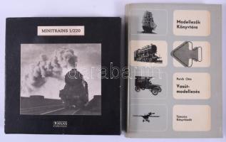 Petrik Ottó: Vasútmodellezés (Járművek). Modellezők Könyvtára 4. Bp., 1969, Táncsics. Kiadói kartonált kötés, jó állapotban + Minitrains 1/220 prospektusok, modell nélkül.