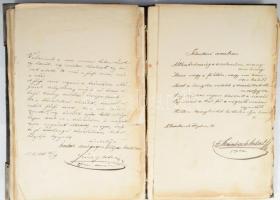 cca 1884 Nagybecskereki emlékkönyv számtalan 19. századi lakos bejegyzésével, köztük Margittay Györgyné Antók Kornélia első magyar postamesternő, Karattúr Artúr pancsovai főügyész, stb.