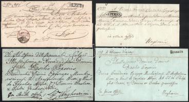 1842 4 db bélyeg előtti levél "POLENA", "v.EPERIES", "HUSZT", "MUNKÁTS"