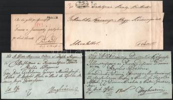 1843-1847 4 db bélyeg előtti levél "POLENA", "PESTH", "KAPOSVÁR", "MUNKÁTS"
