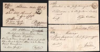 1847-1859 4 db levél "ALSÓ-VERECZKE", "MAKÓ", "ÁCS", "ESZTERHÁZA" bélyegzésekkel