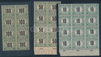 1903-1914 Zöldportó A 100f 8-as tömb, B 50f 8-as tömb, A 10f 12-es tömb