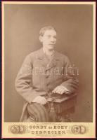 cca 1875 Rickl Antal Vilmos debreceni nagykereskedő megegyező nevű fiának portréja, Gondy és Egey Debrecen műterméből, 16,5x11 cm