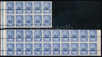 1948 Centenárium 10f tízes és huszas tömb nyomdai megsemmisítéssel