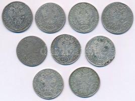 1771-1787. Kilenc darabos magyar és osztrák krajcár tétel, mindegyik 20kr névérték és különféle évjárat vagy verdejel, benne: 1771IC-SK / A; 1773EvM-D / B; 1775IC-FA / A; 1775SK-PD / B; 1777SK-PD / B; 1781A; 1782B; 1785F; 1787B T:XF,VF