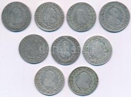 1771-1787. Kilenc darabos magyar és osztrák krajcár tétel, mindegyik 20kr névérték és különféle évjá...