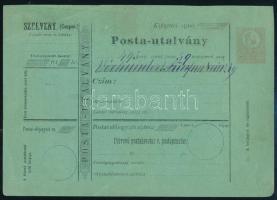 1871 5kr díjjegyes Postautalvány kitöltve, de nem került felhasználásra