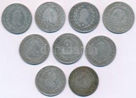 1768-1787. Kilenc darabos magyar és osztrák krajcár tétel, mindegyik 20kr névérték és különféle évjá...