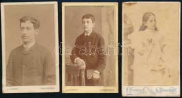 cca 1880 3 darab vizitkártya erdélyi műtermekből, Székelyudvarhely, Karansebes, 11x6,5 cm alatt