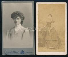 cca 1880 2 darab vizitkártya kolozsvári műtermekből, Joánovics Testvérek, Tauffer Gyula, 11x6,5 cm