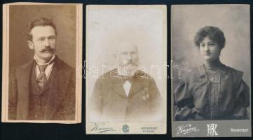 cca 1880 3 darab vizitkártya brassói műtermekből, Julius Knauer, Leopold Adler, 11x6.5 cm