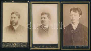 cca 1880 3 darab vizitkártya nagybányai műtermekből, Ürmösi S., kopással, 11x6,5 cm