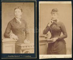 1882-1889, 2 darab vizitkártya Beszédes Sándor esztergomi műterméből, vágott, 10,5x6,5 cm