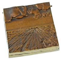 1970 k. "TSZKER" egymásba simuló dupla bronz emlékplakett (106x108x26mm) T:XF