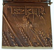 1970 k. "TSZKER" egymásba simuló dupla bronz emlékplakett (106x108x26mm) T:XF