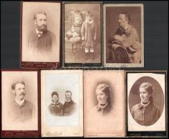 cca 1900, 7 darab vizitkártya aradi műtermekből, 11x7 cm