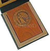 1960. Lenin Kohászati Művek "1770 L.K.M. 1960 - Diósgyőr" bronz emlékérem (50mm) fa talapzaton (~67x96mm), eredeti díszdobozban a kohó régi fotójával T:AU