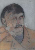 Rónai jelzéssel: Portré. Vegyes technika, papír. Sérült. Paszpartuban. 30x21 cm.