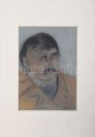 Rónai jelzéssel: Portré. Vegyes technika, papír. Sérült. Paszpartuban. 30x21 cm