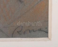 Rónai jelzéssel: Portré. Vegyes technika, papír. Sérült. Paszpartuban. 30x21 cm