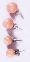 Ezüst (Ag) 2 pár fülbevaló korallal, jelzett, d: 0,5 és 1 cm, bruttó: 5,4 g