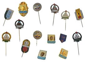 1960-1980 k. 15xklf "Törzsgárda" jelvényből álló tétel, közte zománcozott darabok, benne: Mályi Tgy., D4D, ÉPFÜ, NSZG (Nehézszerszámgépgyár), orvosi törzsgárda, Miskolci Sütóipari Vállalat T:vegyes