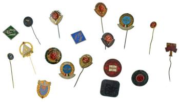 1960-1980 k. 12xklf "Törzsgárda" jelvényből álló tétel, közte zománcozott darabok, benne: Lenin Kohászati Művek (LKM), MKV, D4D, ÖKÜ, Mezőgazdasági Szakoktatás Sátoraljaújhely + 6db jelvény T:vegyes egyiken tű letört