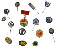 1960-1980 k. 15xklf "Törzsgárda" jelvényből álló tétel, közte zománcozott darabok, benne: Állami Építőipari Vállalat, 43 ÁÉV, Szerencsi Csokoládégyár, Közmű, NME, VBKM, 4. BSZV, BVV, Magyar Épdesipar, ÖKÜ, Kézműipar, MPV, Utasellátó T:vegyes egyiken tűhiány