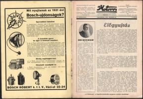 1931 A Motoros. A Magyar Motorosok Érdekeit Szolgáló Független Képes Szaklap. 1931. feb. 25. III. év...