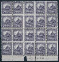 1926 Pengő fillér "A" feketésibolya 16f ívszéli huszas tömb (26.000++)