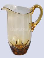 Régi borostyánszínű vizes kancsó, hibátlan, m: 21,5 cm