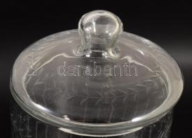 cca 1900 Csiszolt üveg talpas forraltboros / italos csapos edény, új szerelékkel, hibátlan, m: 32 cm