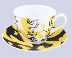 Eschenbach modern stílusú 6 darab kávés csésze alátéttel, jelzett, hibátlan, d: 14,5 cm