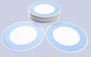 Villeroy &amp; Boch "Julie Ciel" mintás 9 részes tányér garnitúra, jelzett, hibátlan, d: 21,5 cm