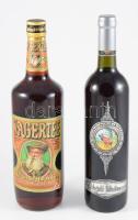 2 üveg bontatlan vadászmintás ital, Mészáros Pincészet kékfrankos + Jagertee 45%-os likőr.