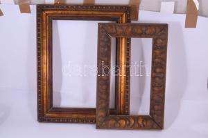 2 darab régi képkeret képkeret, egyik ökörszem mintás, sérüléssel, 51x41 cm alatt