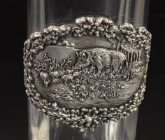 Vadászmintás üveg 2 pohárral, m: 8-31 cm