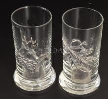 Vadászmintás üveg 2 pohárral, m: 8-31 cm