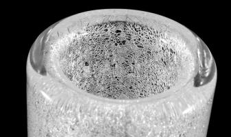 Karcag Berekfürdői krakléüveg hengerváza, jelzés nélkül, hibátlan, m: 25 cm