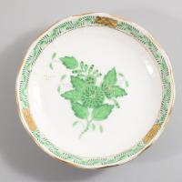 Herendi Apponyi zöld mintás tálka, jelzett, hibátlan, d: 10,5 cm
