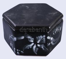 Iparművész fedeles edény, jelzett, minimális kopással, d: 12 cm