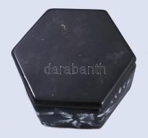 Iparművész fedeles edény, jelzett, minimális kopással, d: 12 cm